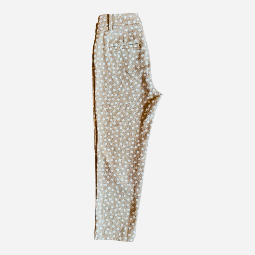 Women's Ann Taylor Pants Size 2 Tan White Polka Dot - Picture 6 of 12